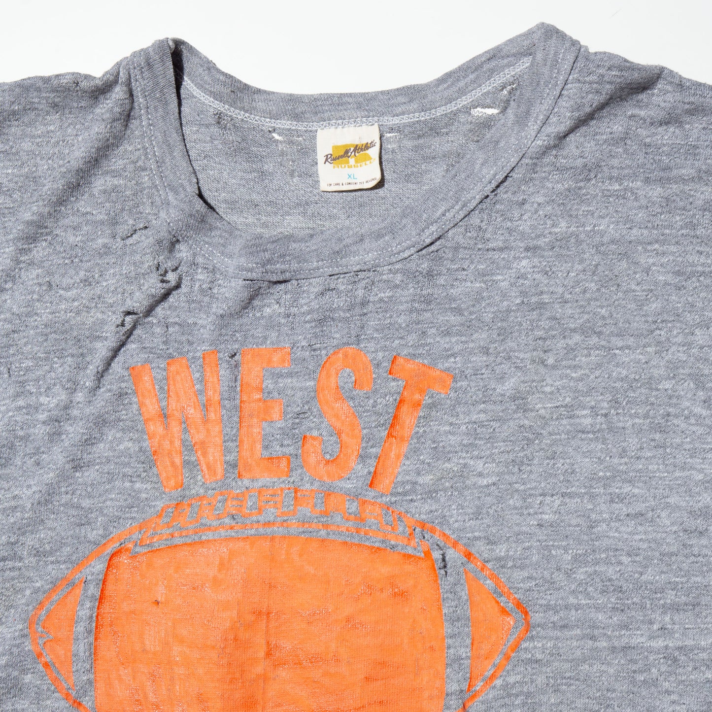 vintage 70's west football broken t-shirt, body-russel