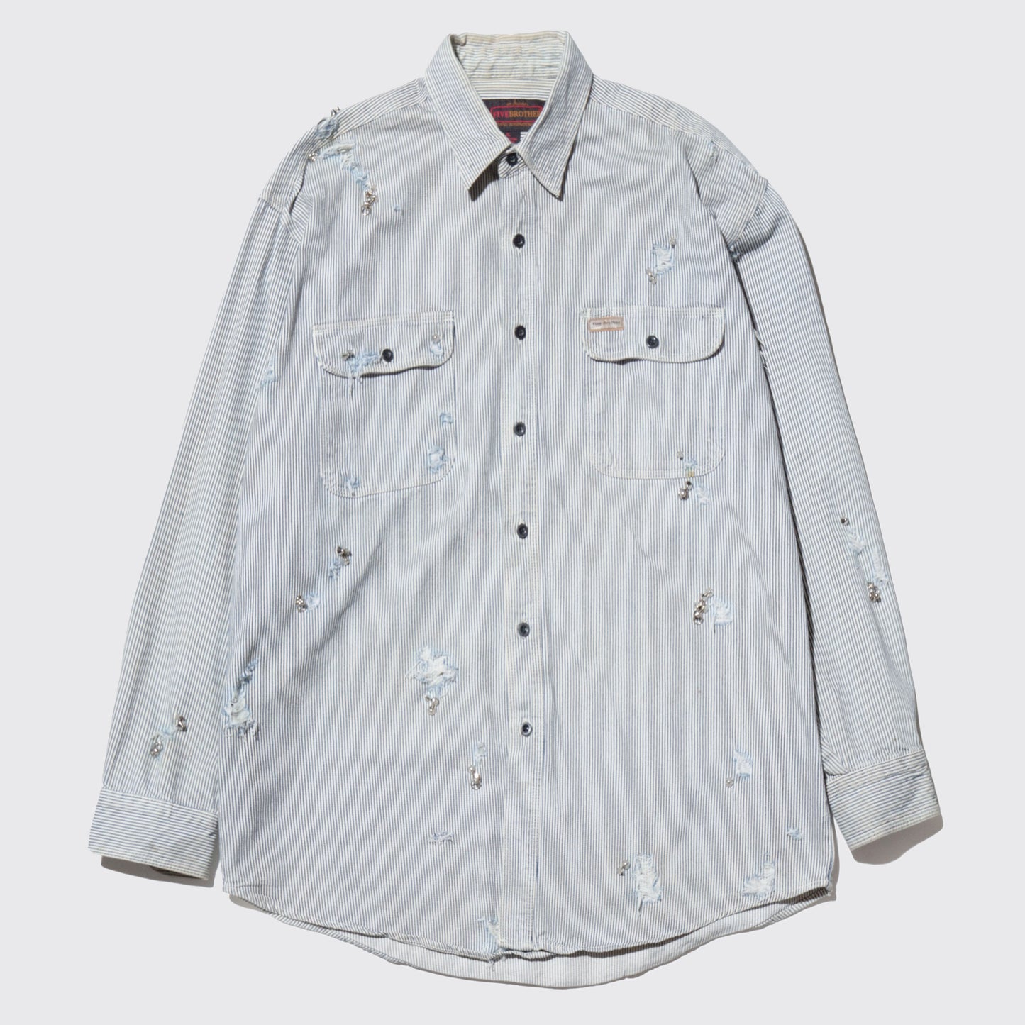 vintage five brother studs broken hickory shirt