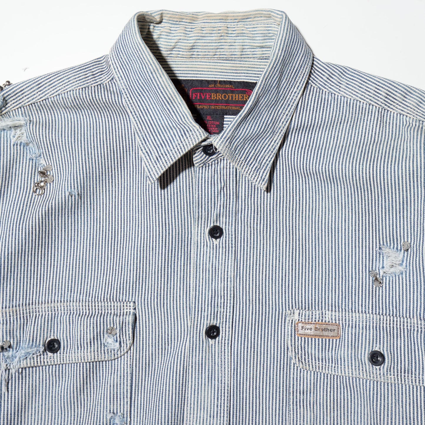 vintage five brother studs broken hickory shirt