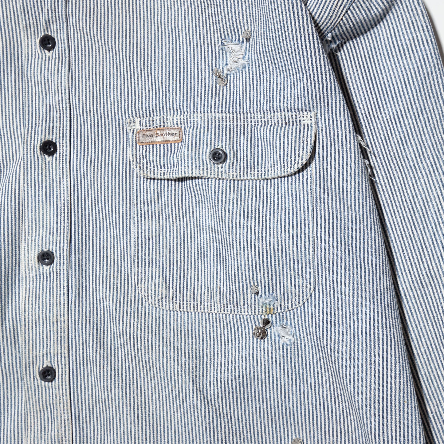 vintage five brother studs broken hickory shirt