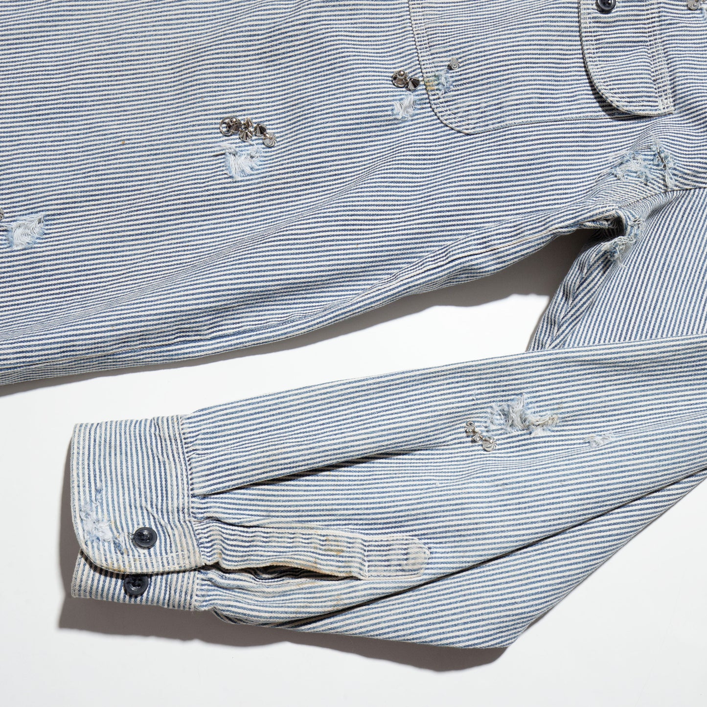 vintage five brother studs broken hickory shirt