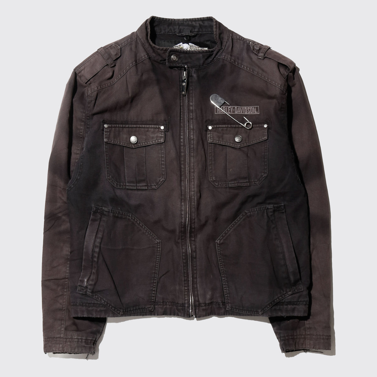 vintage 00's harley-davidson willie g skull riding jacket