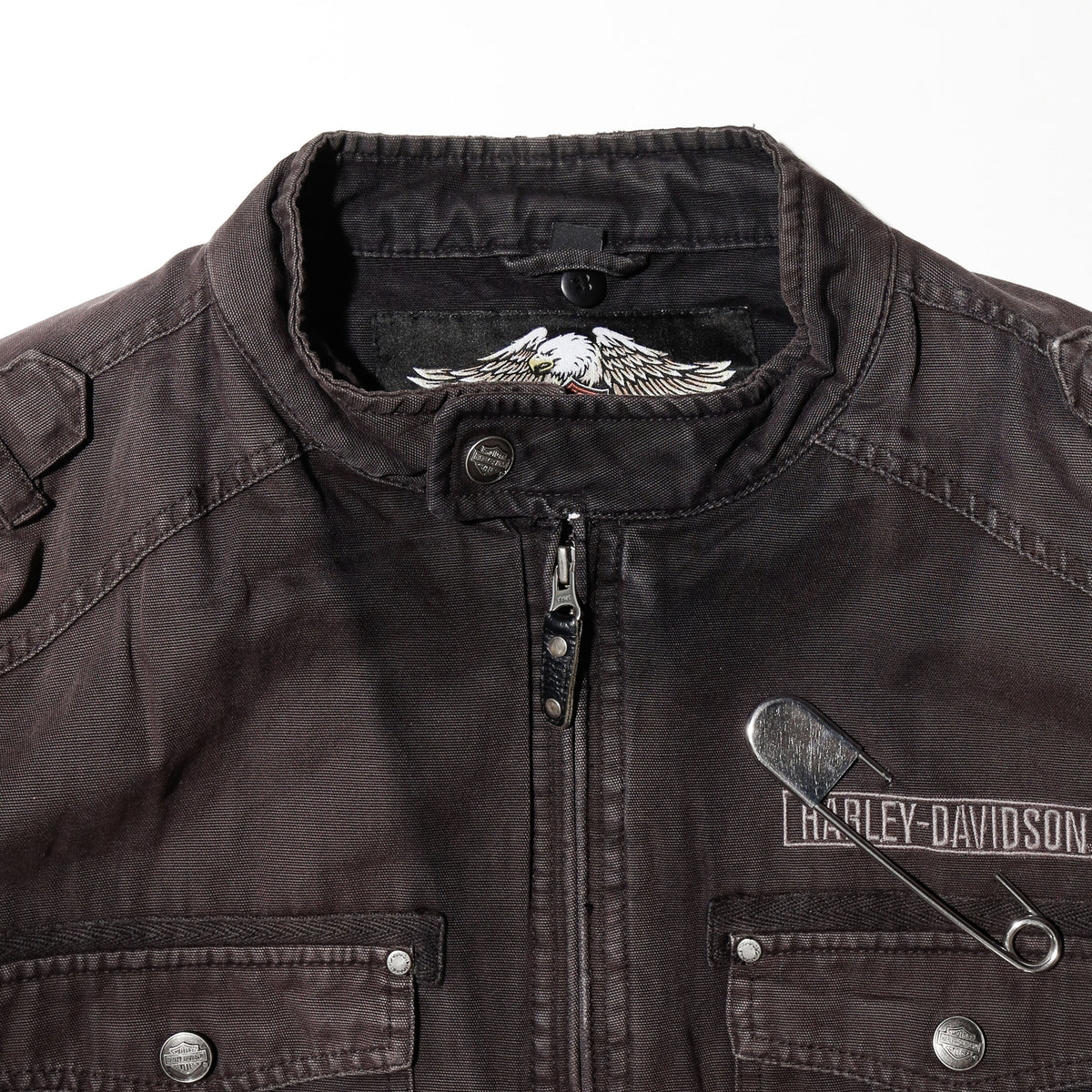 vintage 00's harley-davidson willie g skull riding jacket