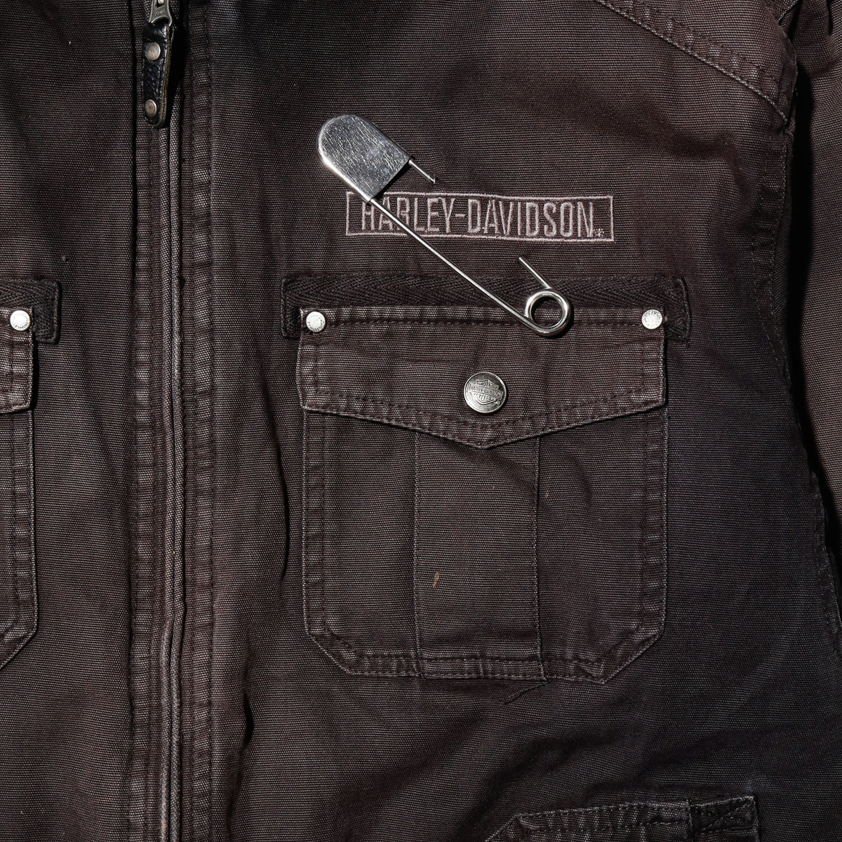 vintage 00's harley-davidson willie g skull riding jacket