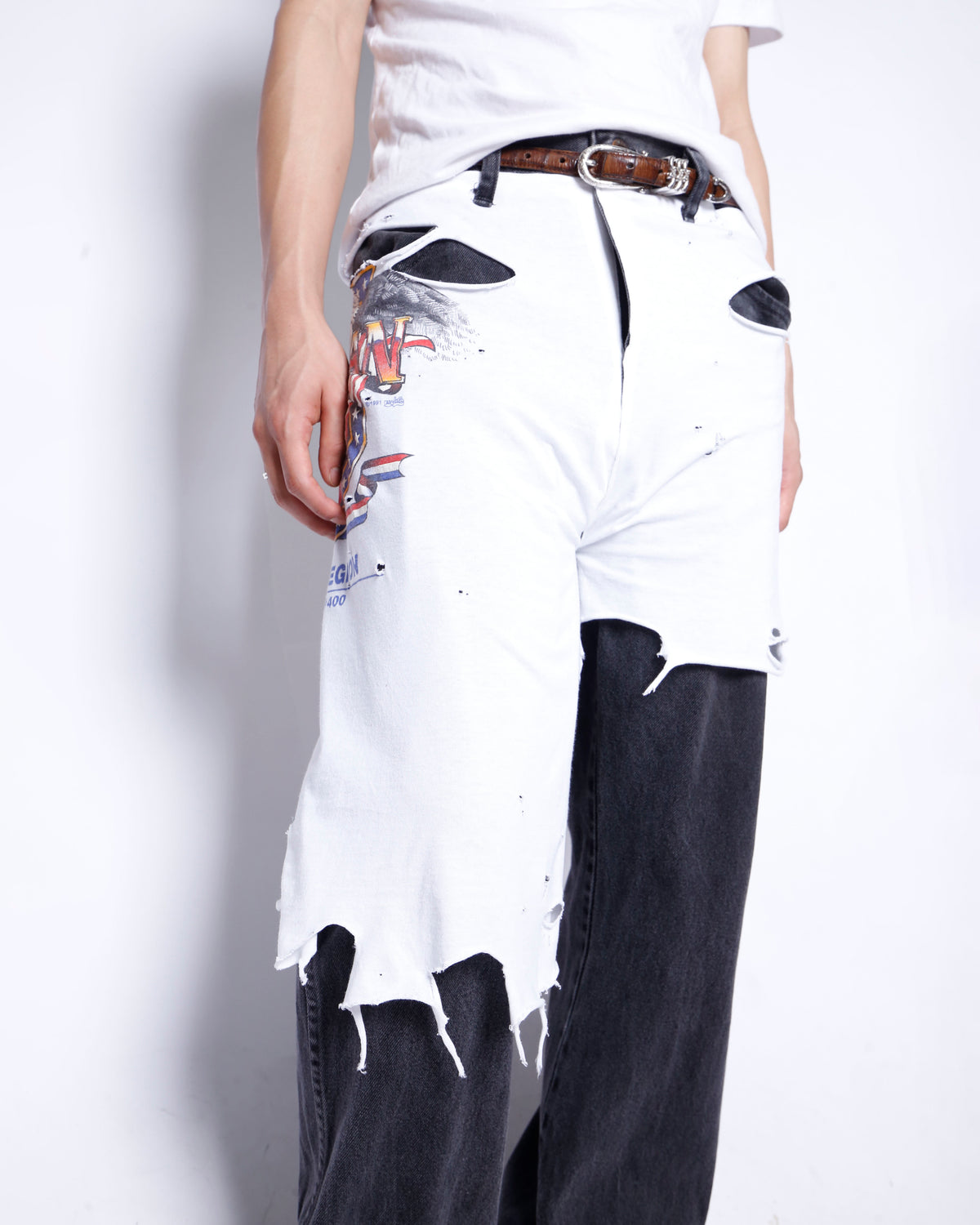 *one-off broken layered trousers