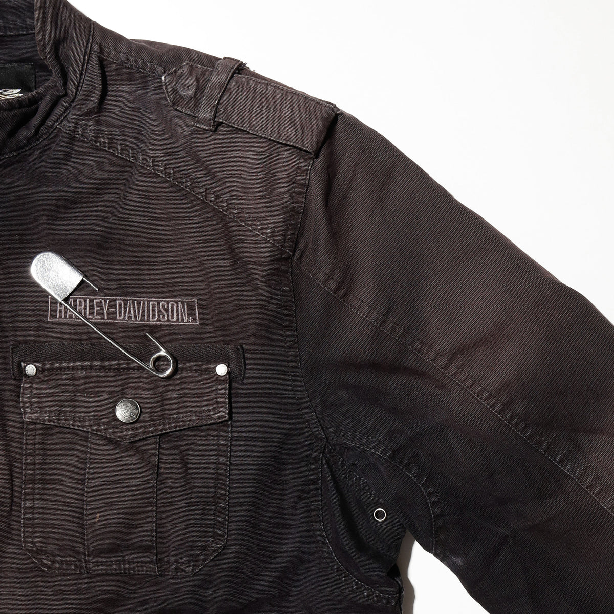 vintage 00's harley-davidson willie g skull riding jacket