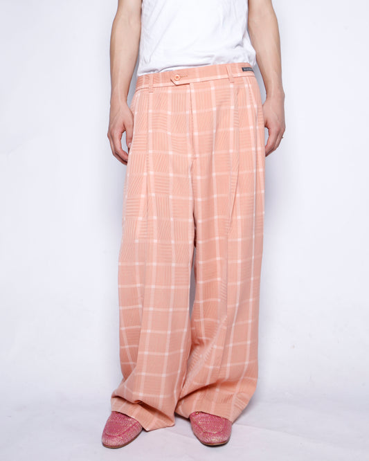 vintage grid salmon wide slacks
