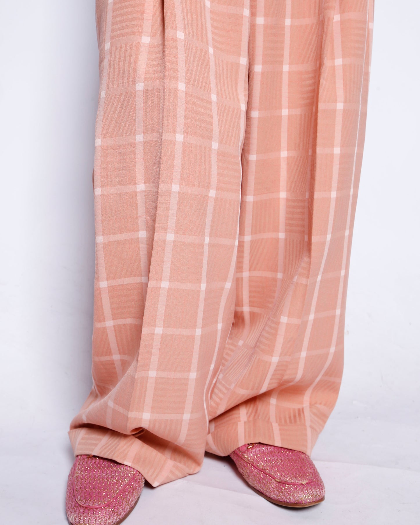 vintage grid salmon wide slacks