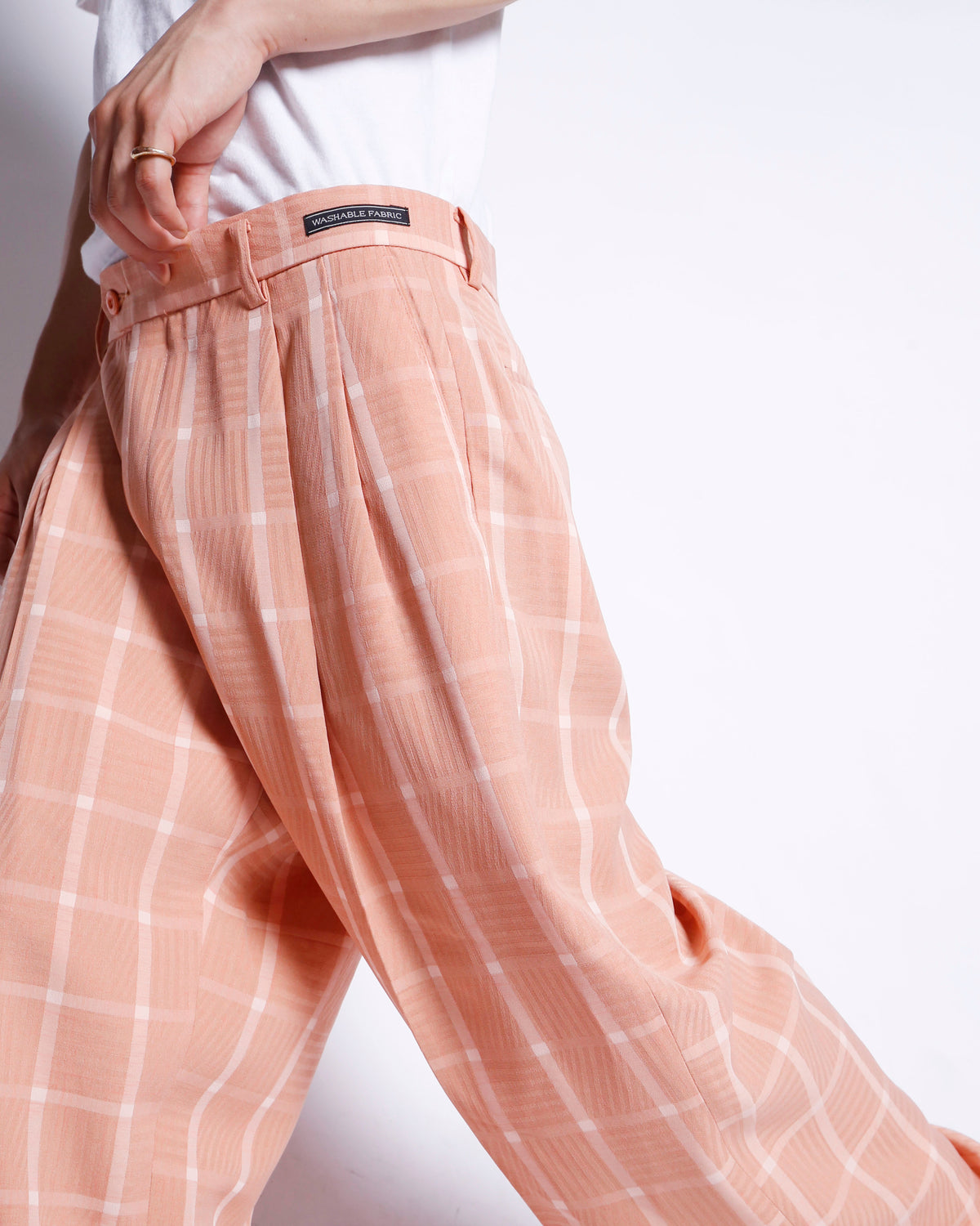 vintage grid salmon wide slacks
