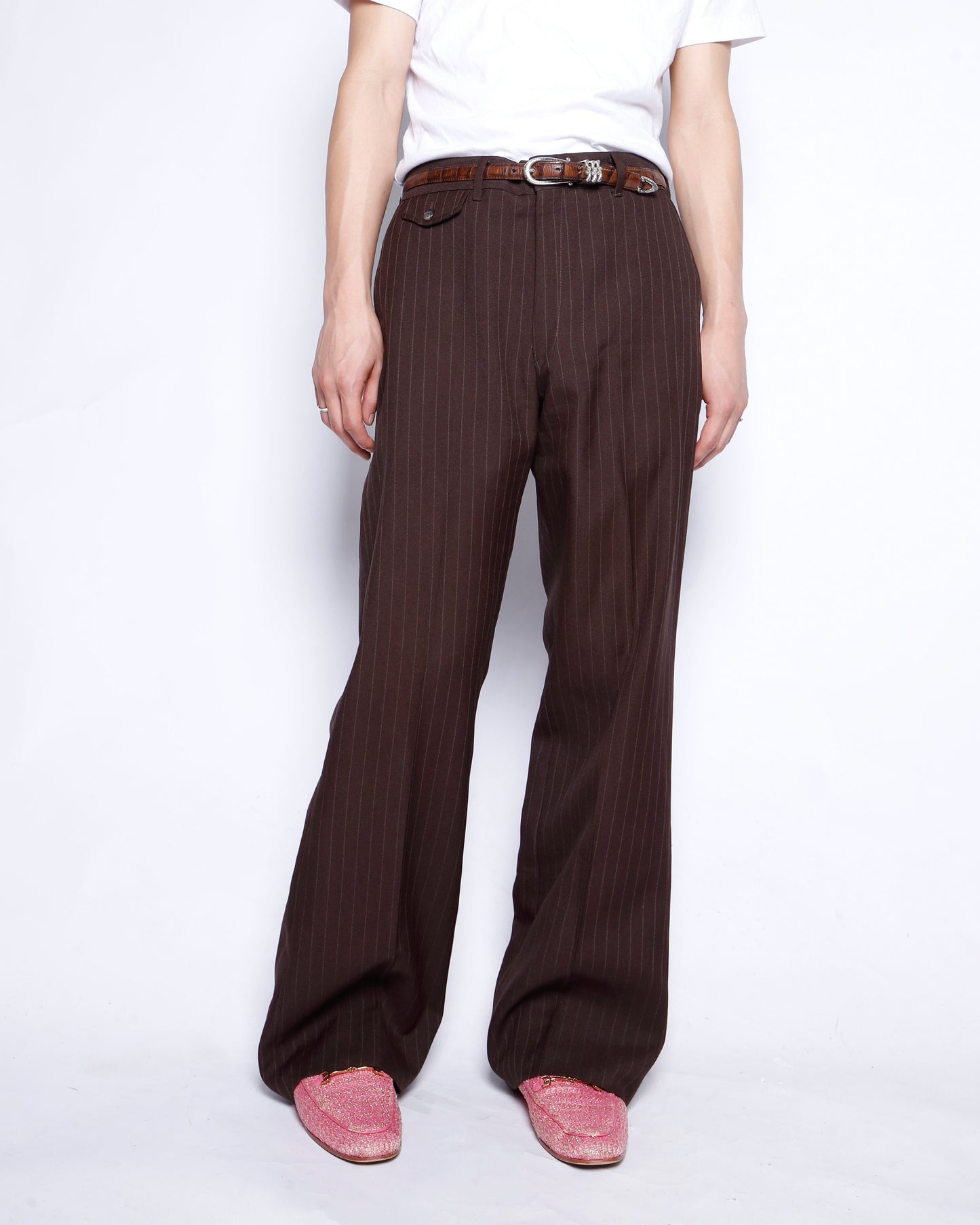 vintage 70's.stripe flare slacks