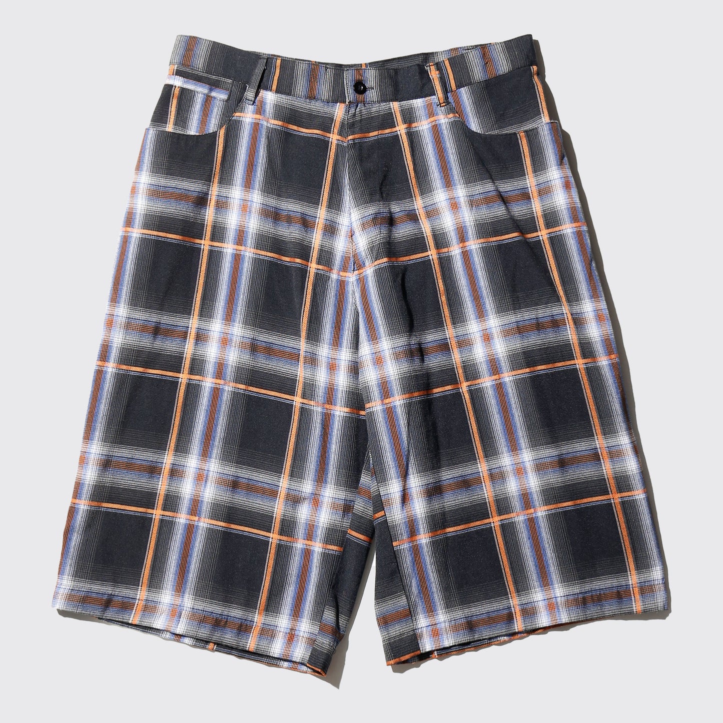 vintage ombre check linen shorts