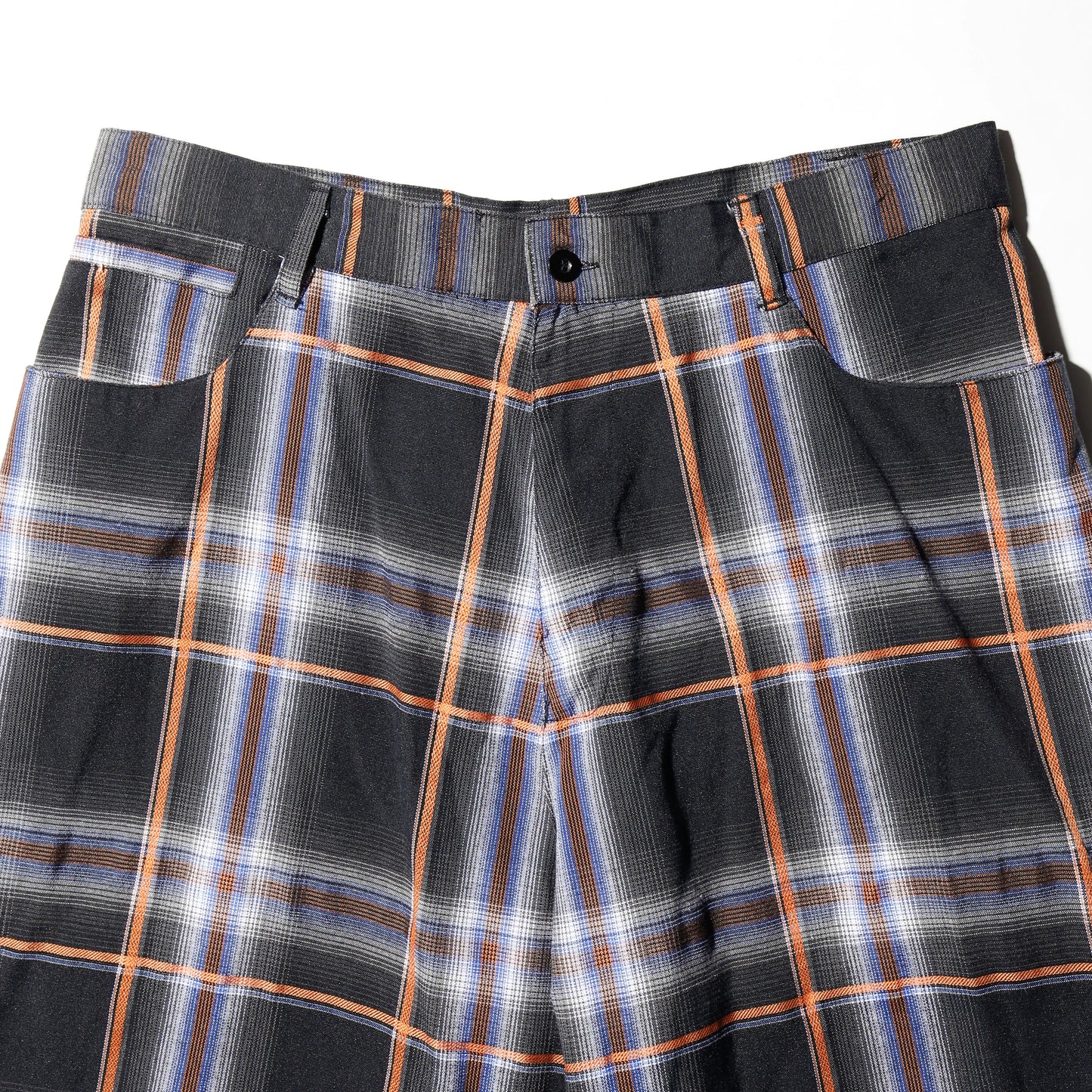 vintage ombre check linen shorts