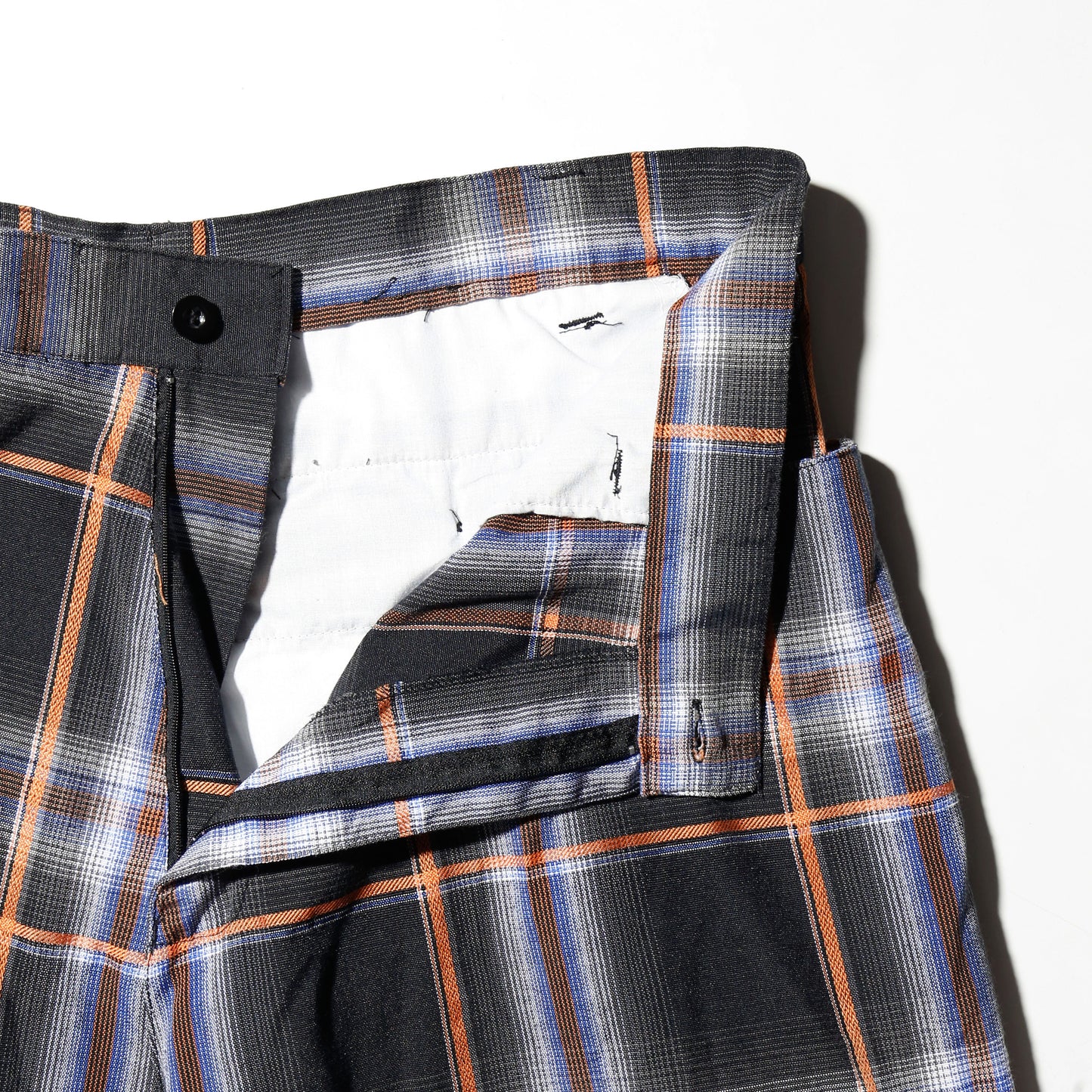 vintage ombre check linen shorts