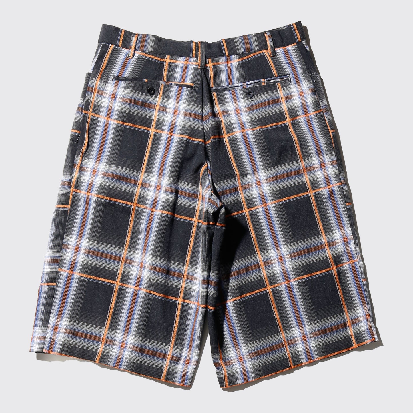 vintage ombre check linen shorts
