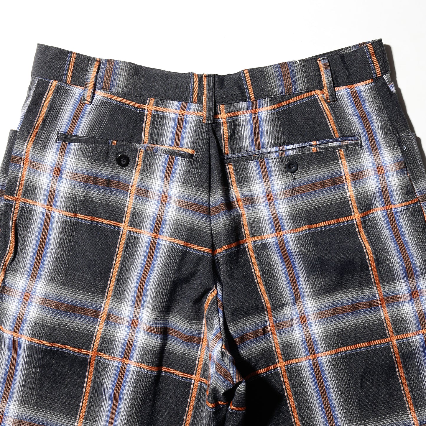 vintage ombre check linen shorts