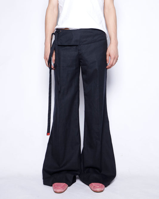 vintage low rise wrapped flare slacks