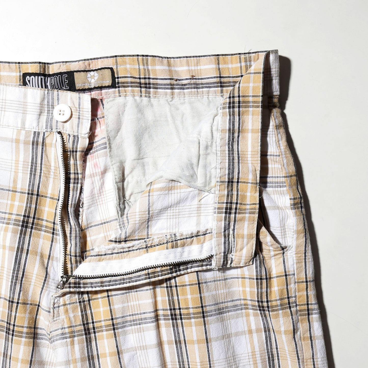 vintage south pole check wide shorts