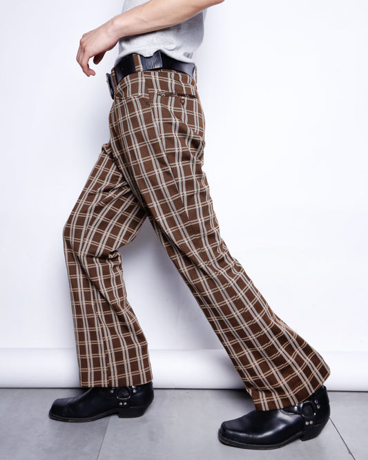 vintage 70's check flare slacks