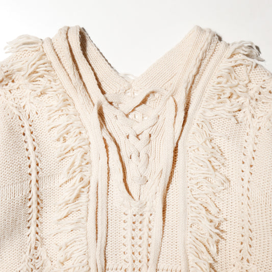 vintage lace up bohemian sweater