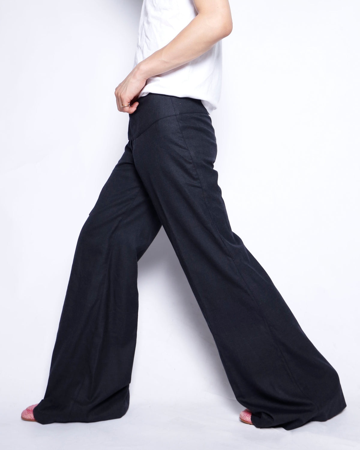 vintage low rise wrapped flare slacks