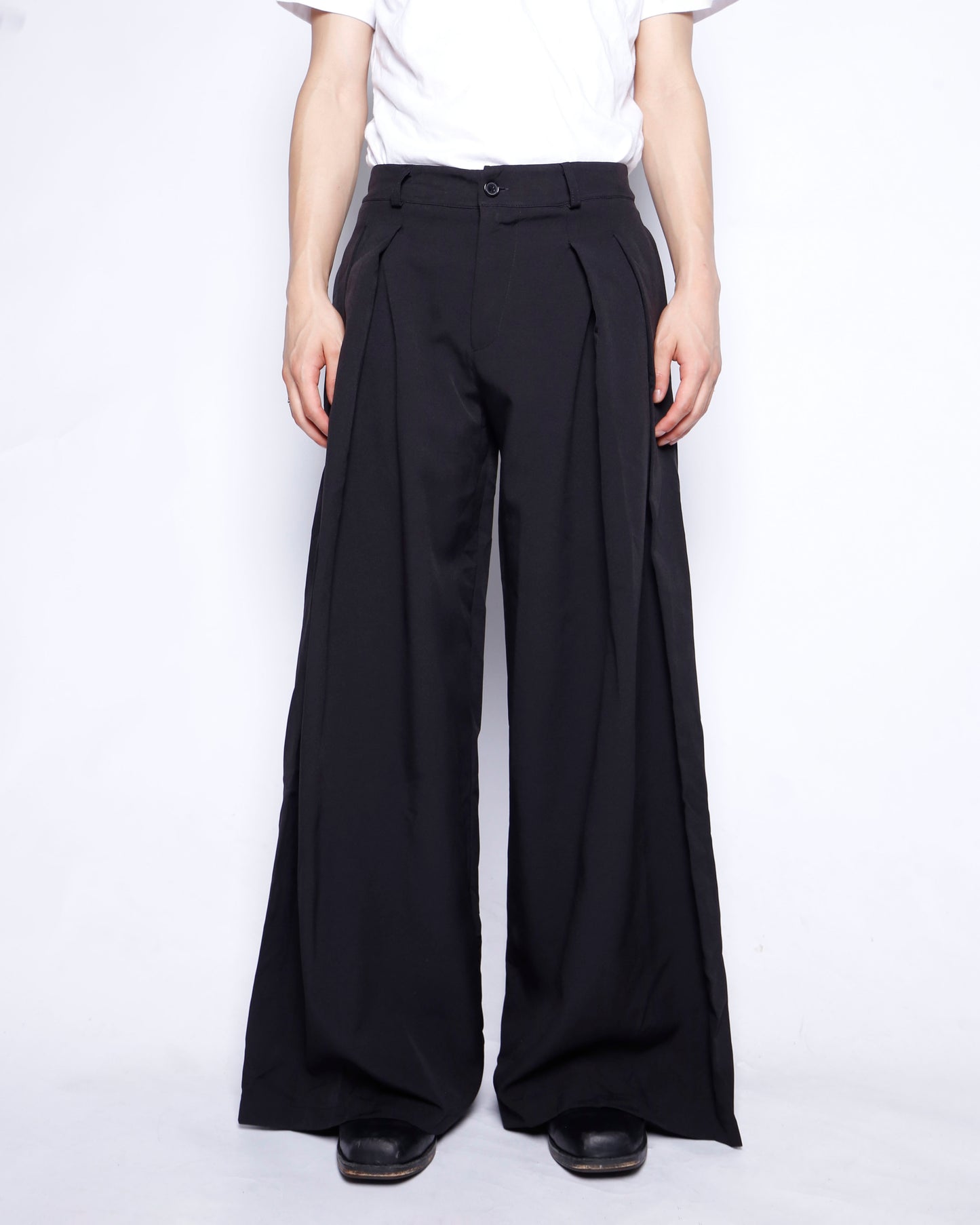 vintage pleats tucked wide slacks