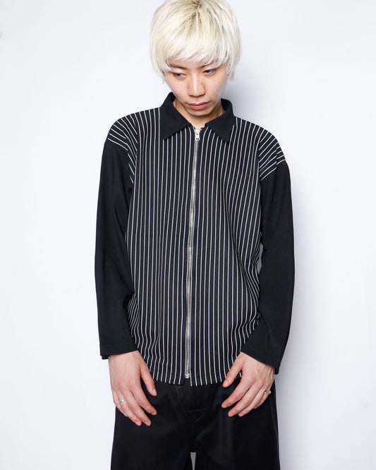 vintage stripe poly zipped jacket