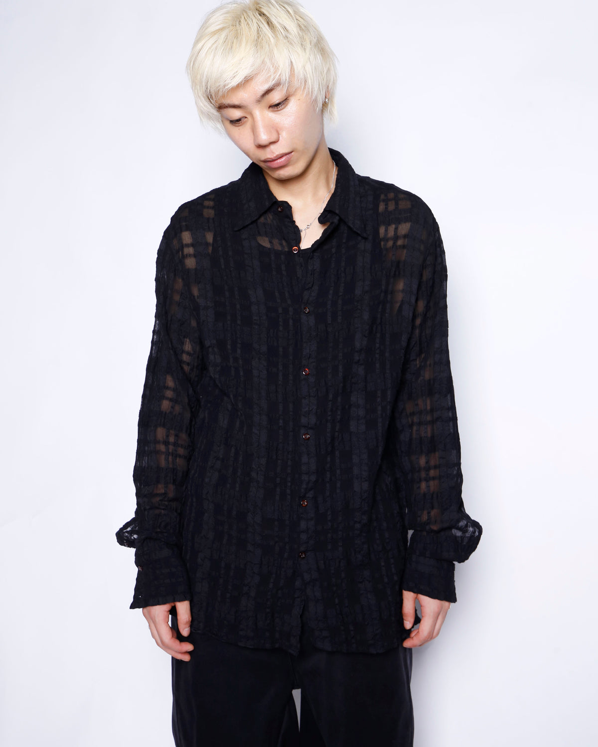 vintage lattice sheer check shirt
