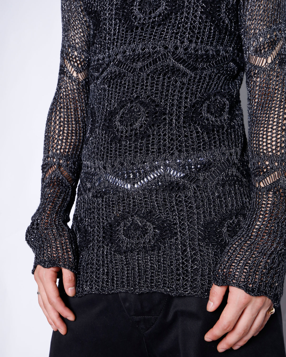 vintage lame crochet pullover