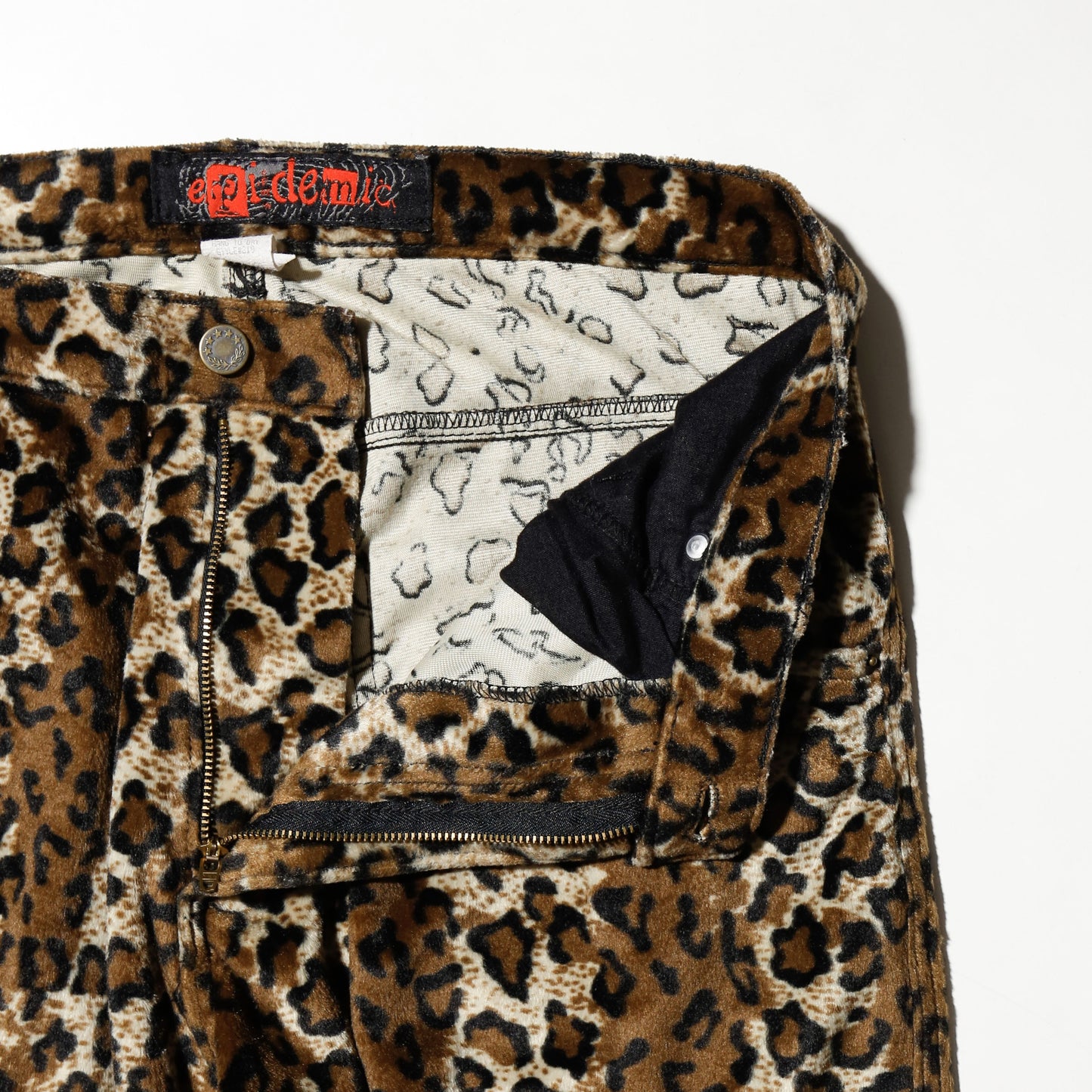 vintage leopard velvet wide trousers