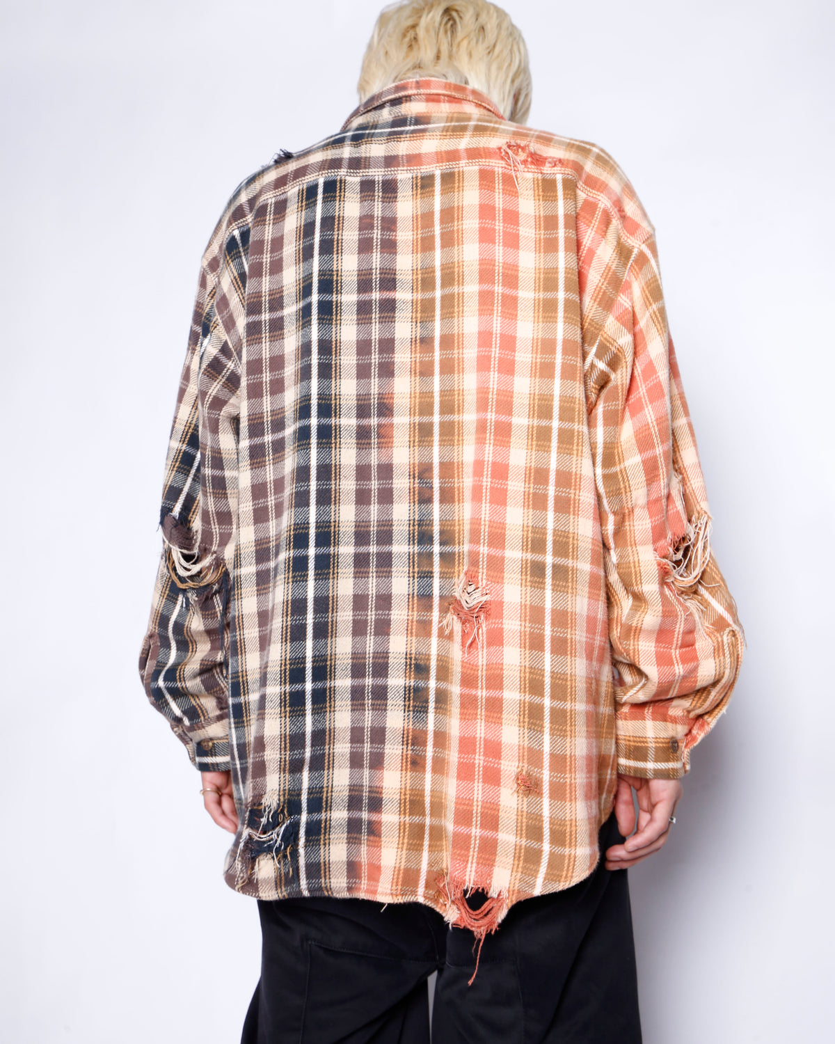 *one-off broken 2tone flannel check shirt, with copper badge