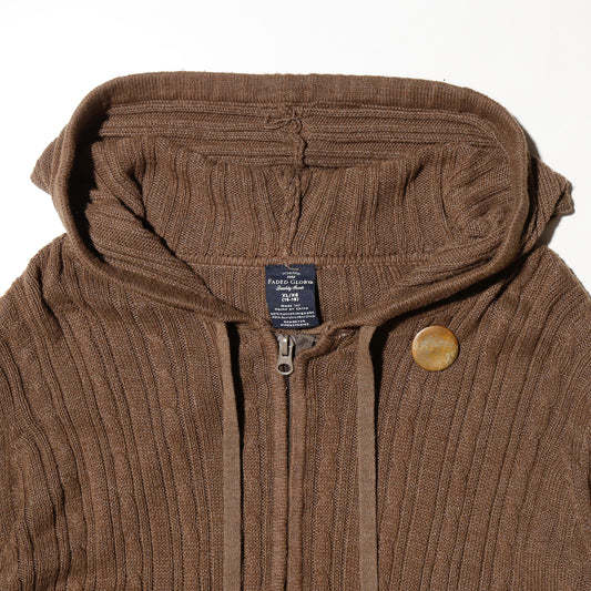 vintage cropped knit hoodie with copper badge