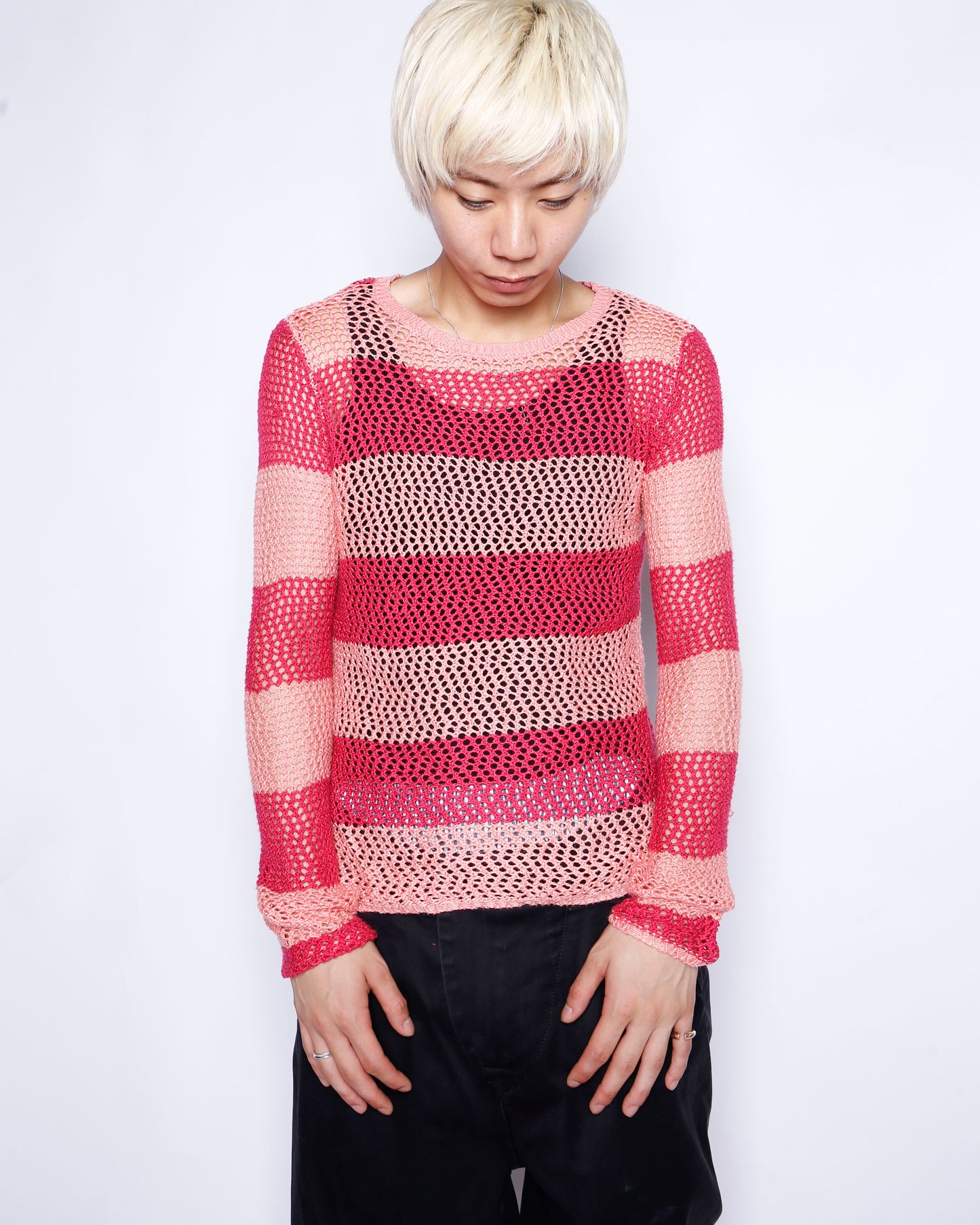 vintage guess border fish net cut sew