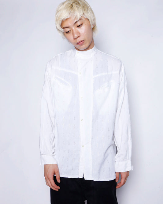 vintage euro floral rayon mandarin collar shirt
