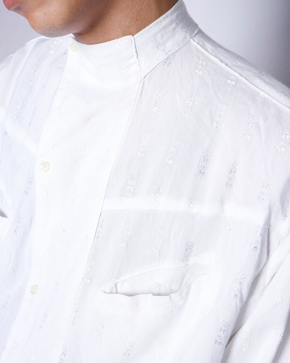 vintage euro floral rayon mandarin collar shirt