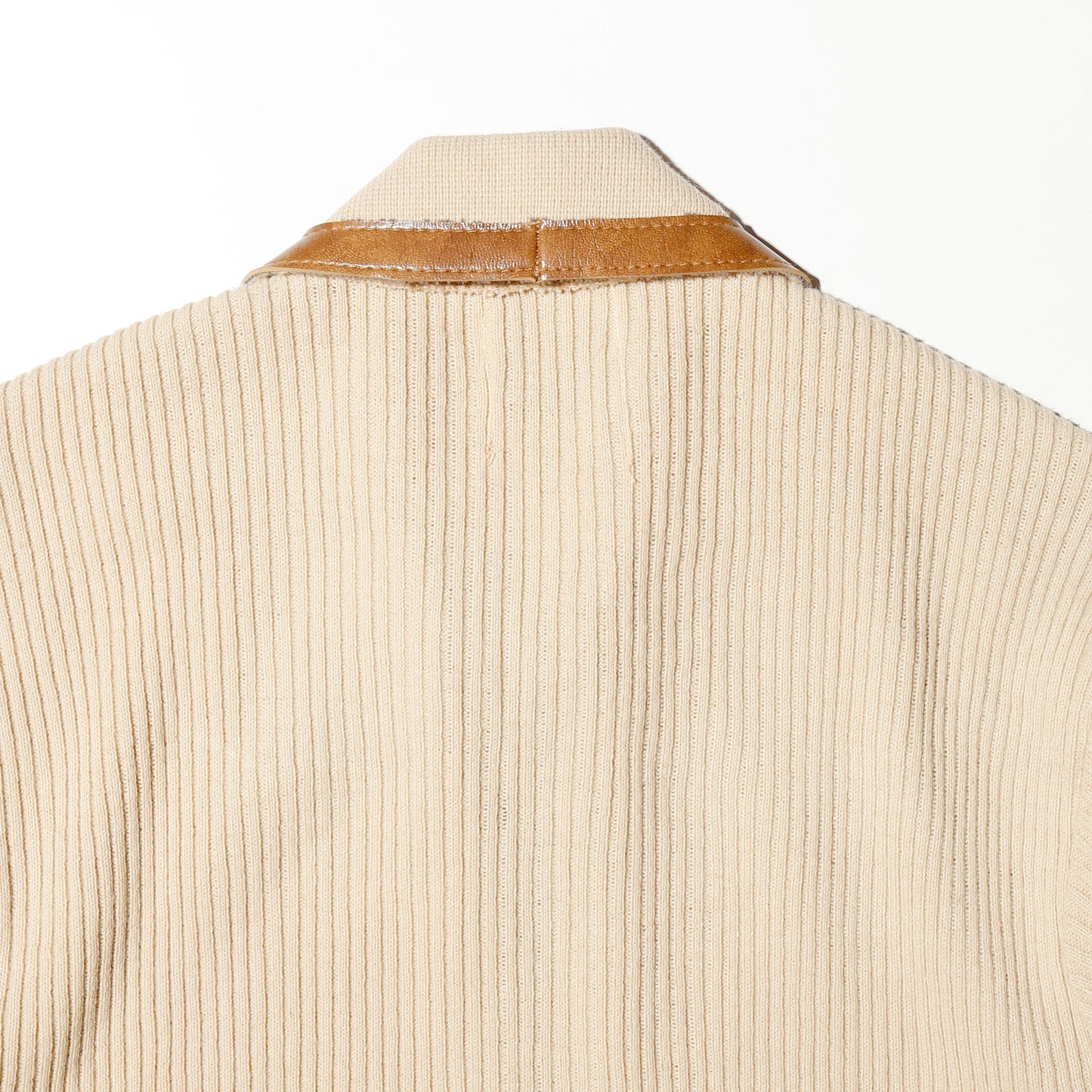 vintage 70's half zip leather combi sweater