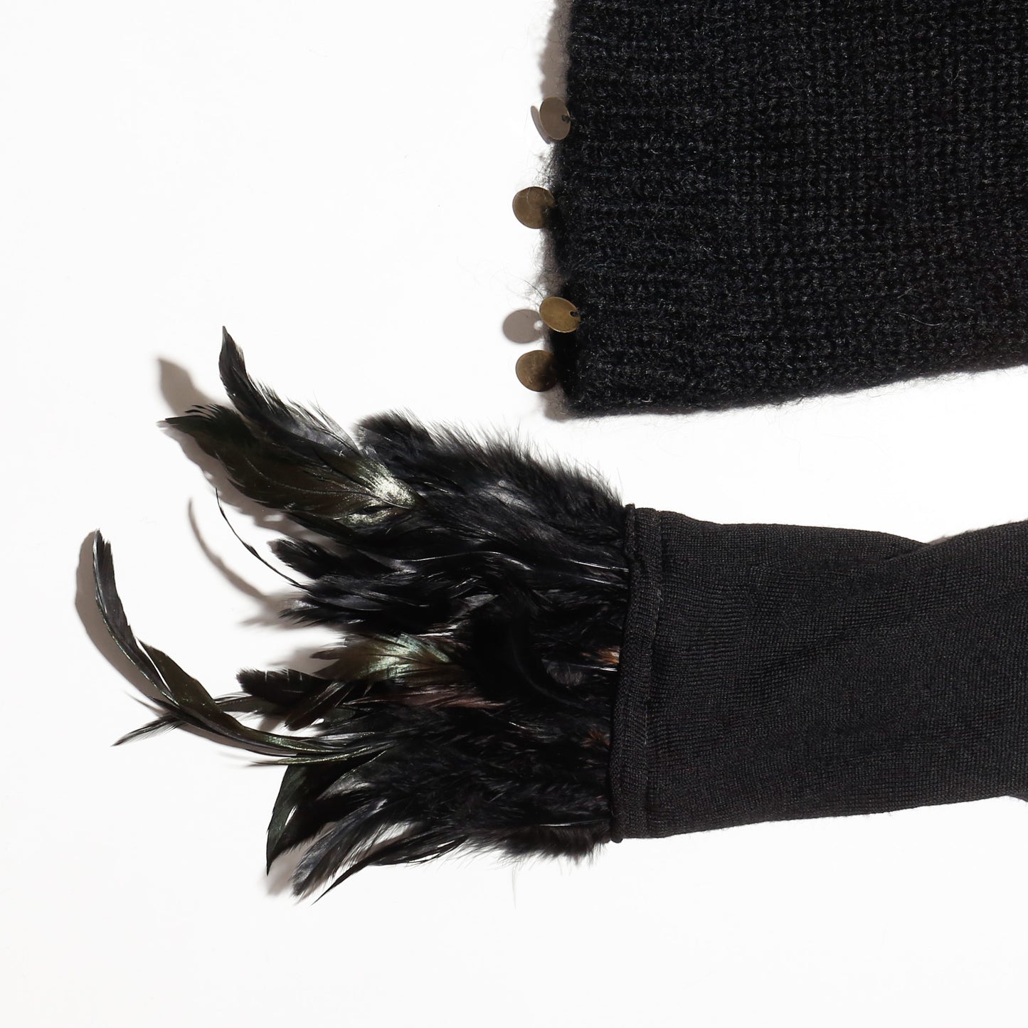 vintage feather cuffs medal cardigan