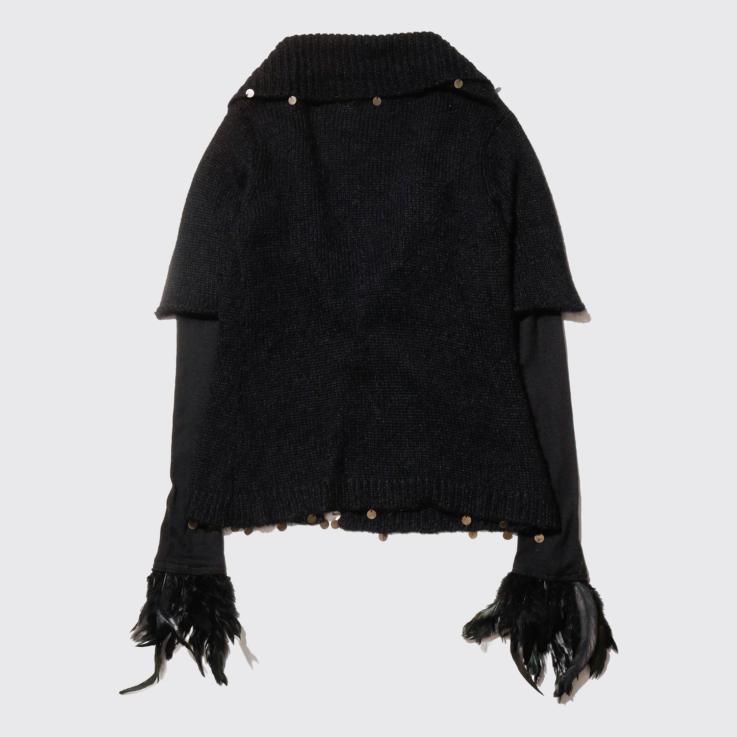 vintage feather cuffs medal cardigan