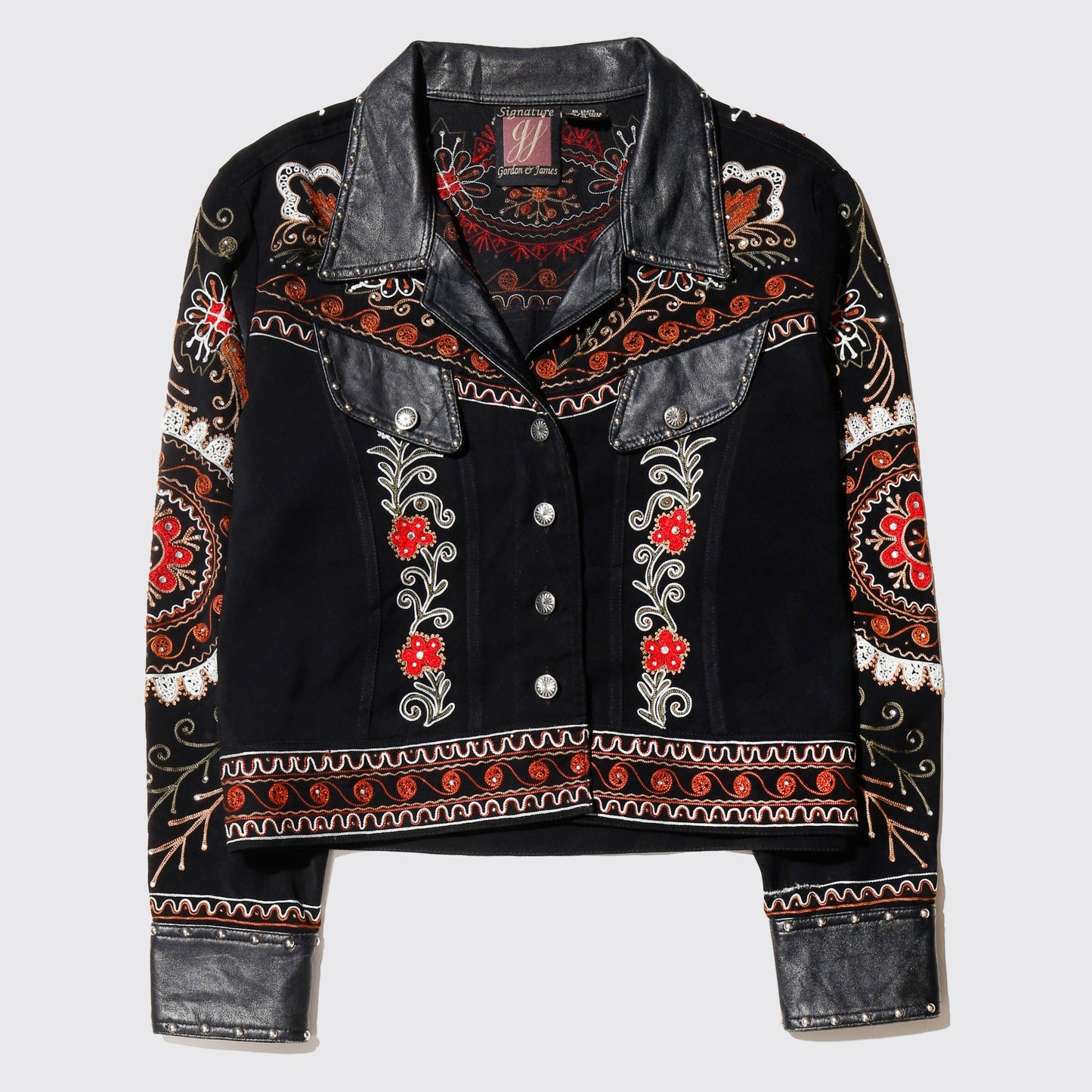 vintage broderied craft trucker jacket