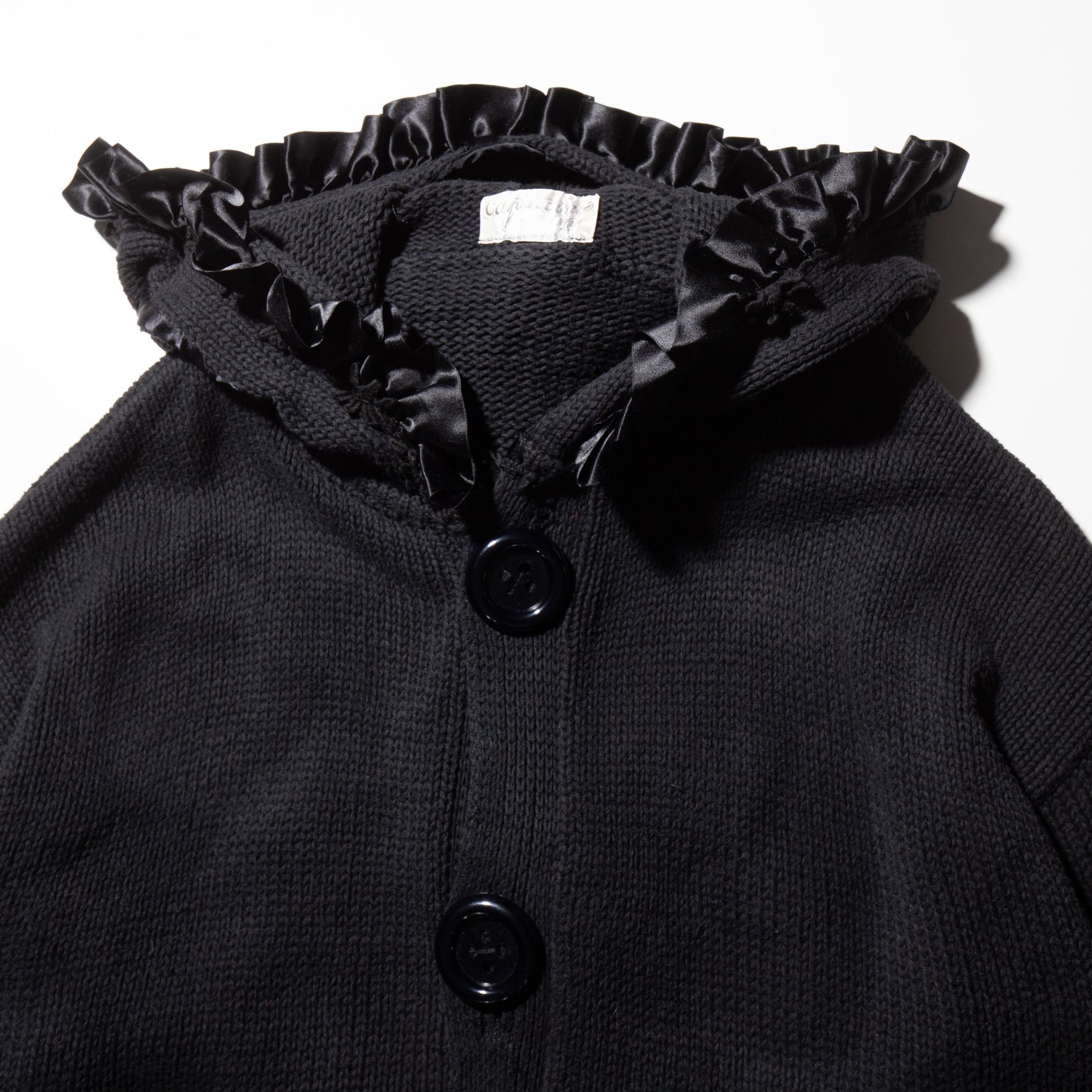 vintage frill knit hooded jacket