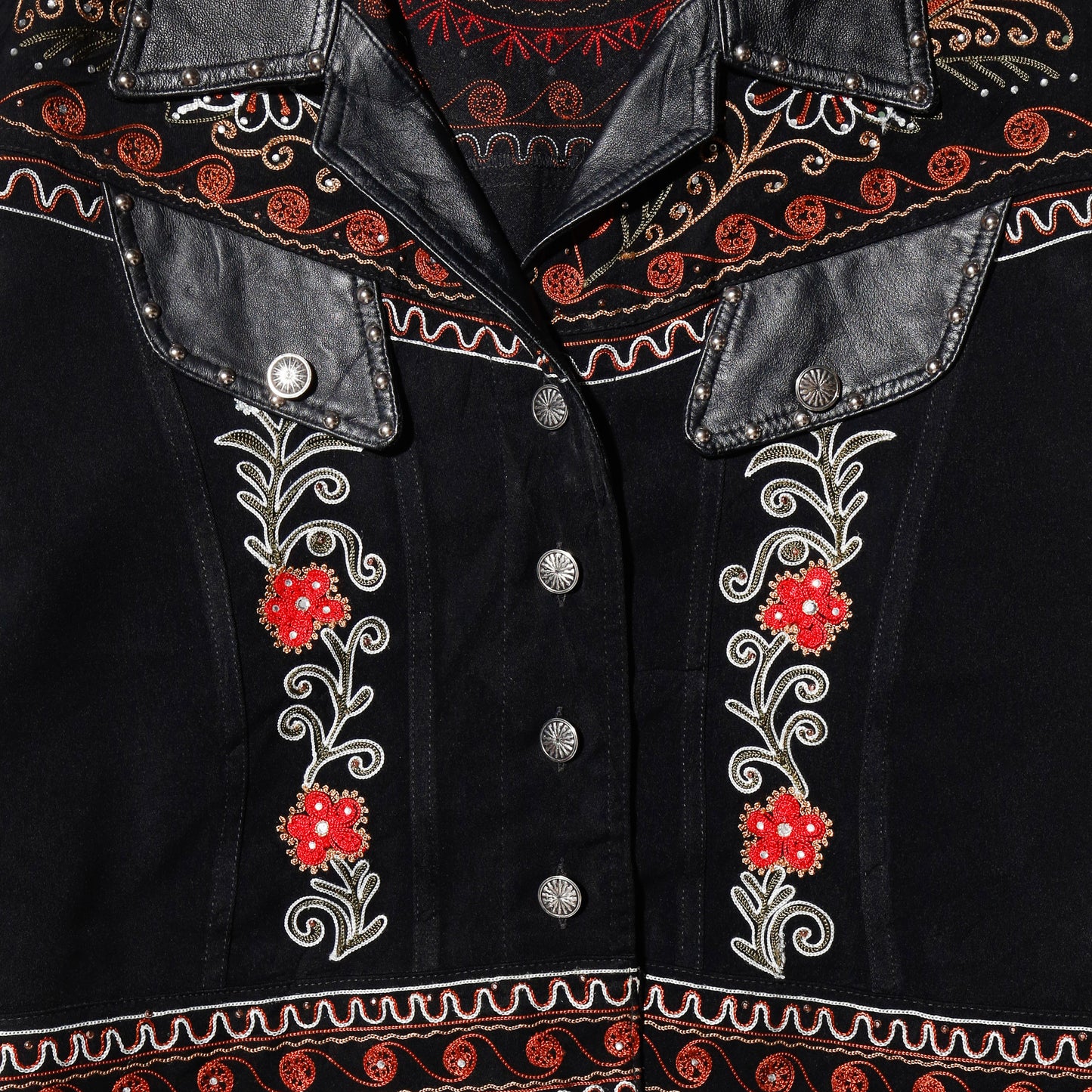vintage broderied craft trucker jacket