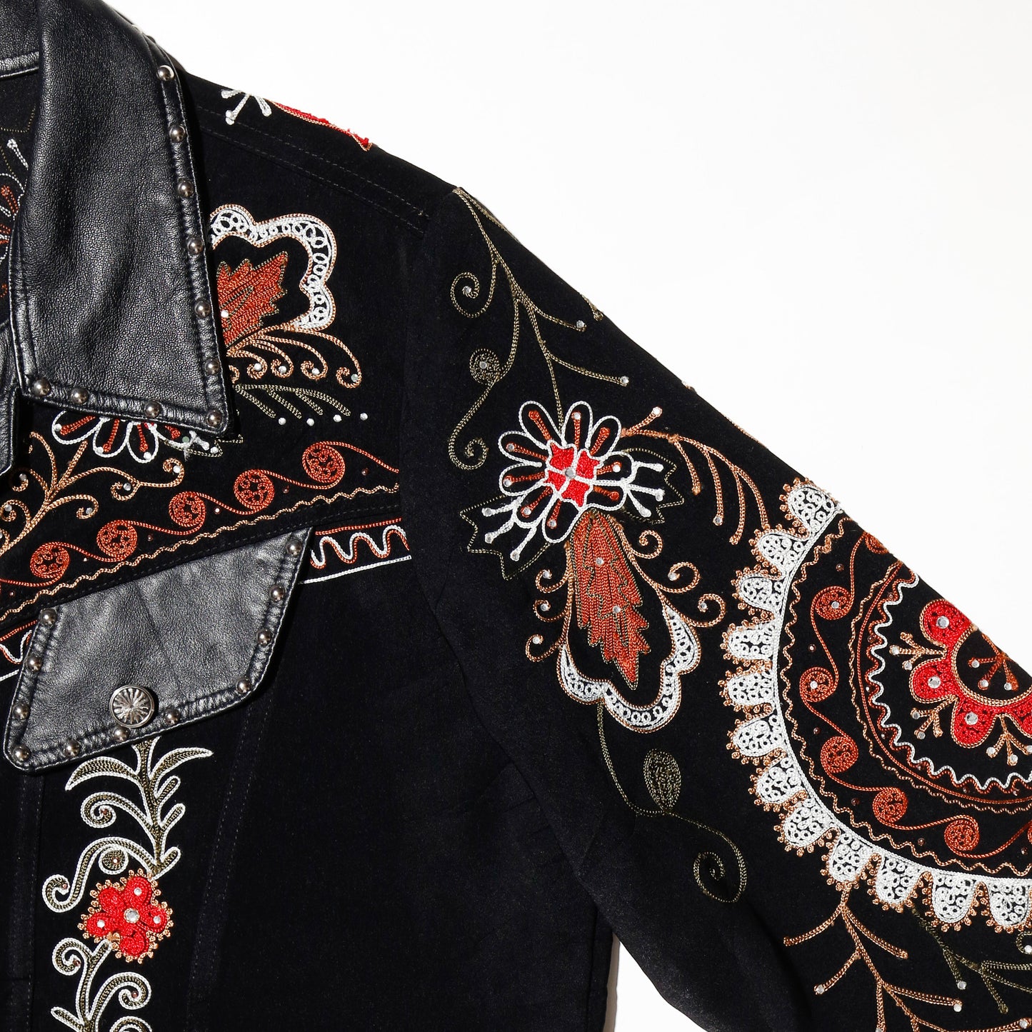 vintage broderied craft trucker jacket