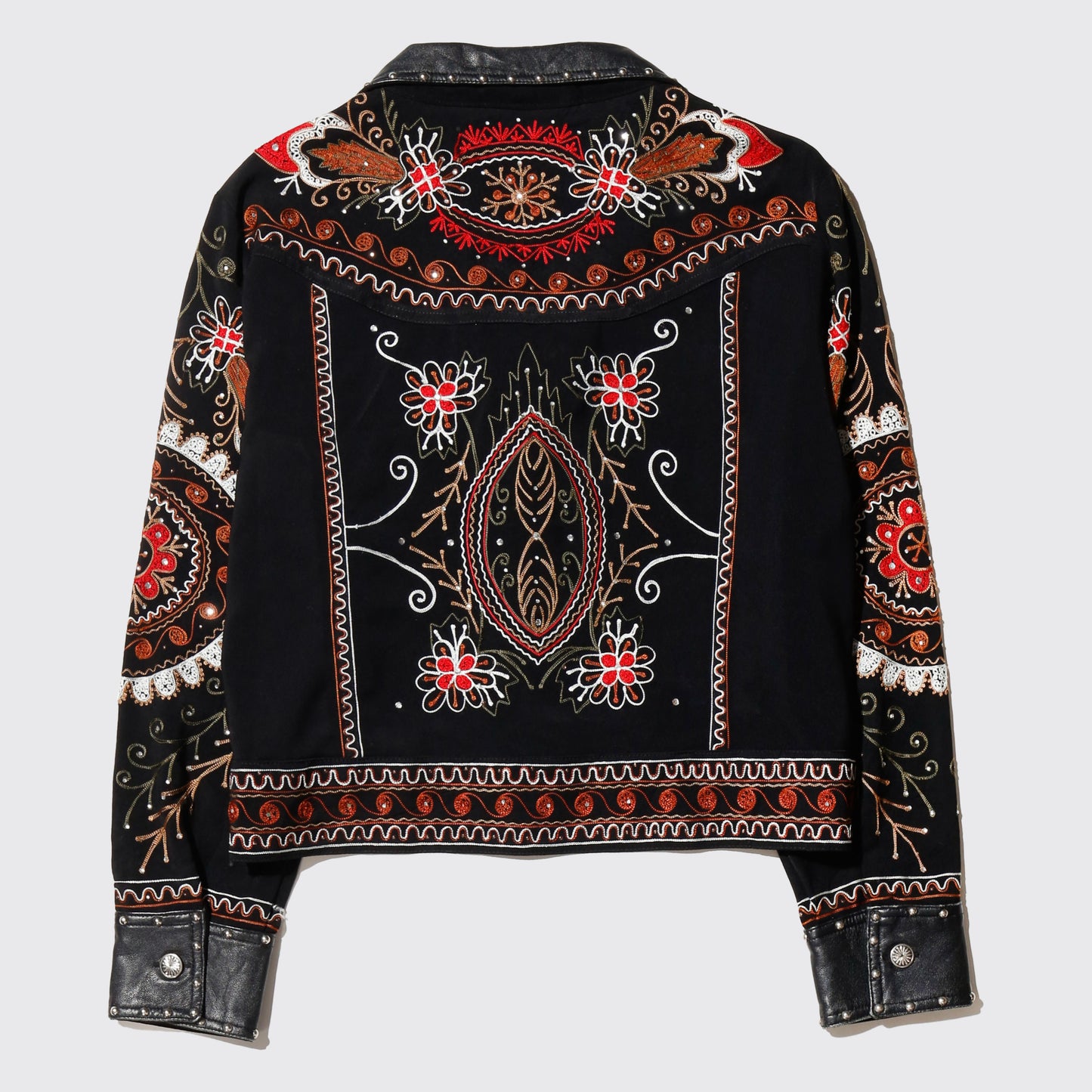 vintage broderied craft trucker jacket