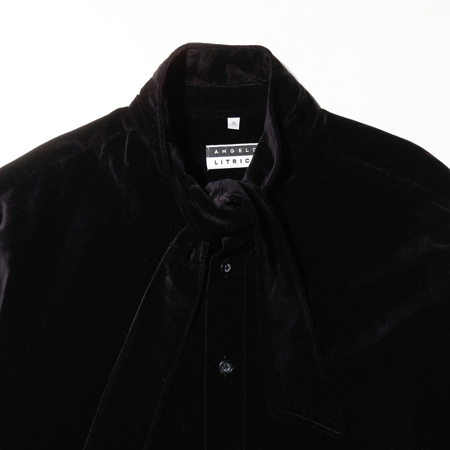 *one-off cropped bow tie velvet shirt