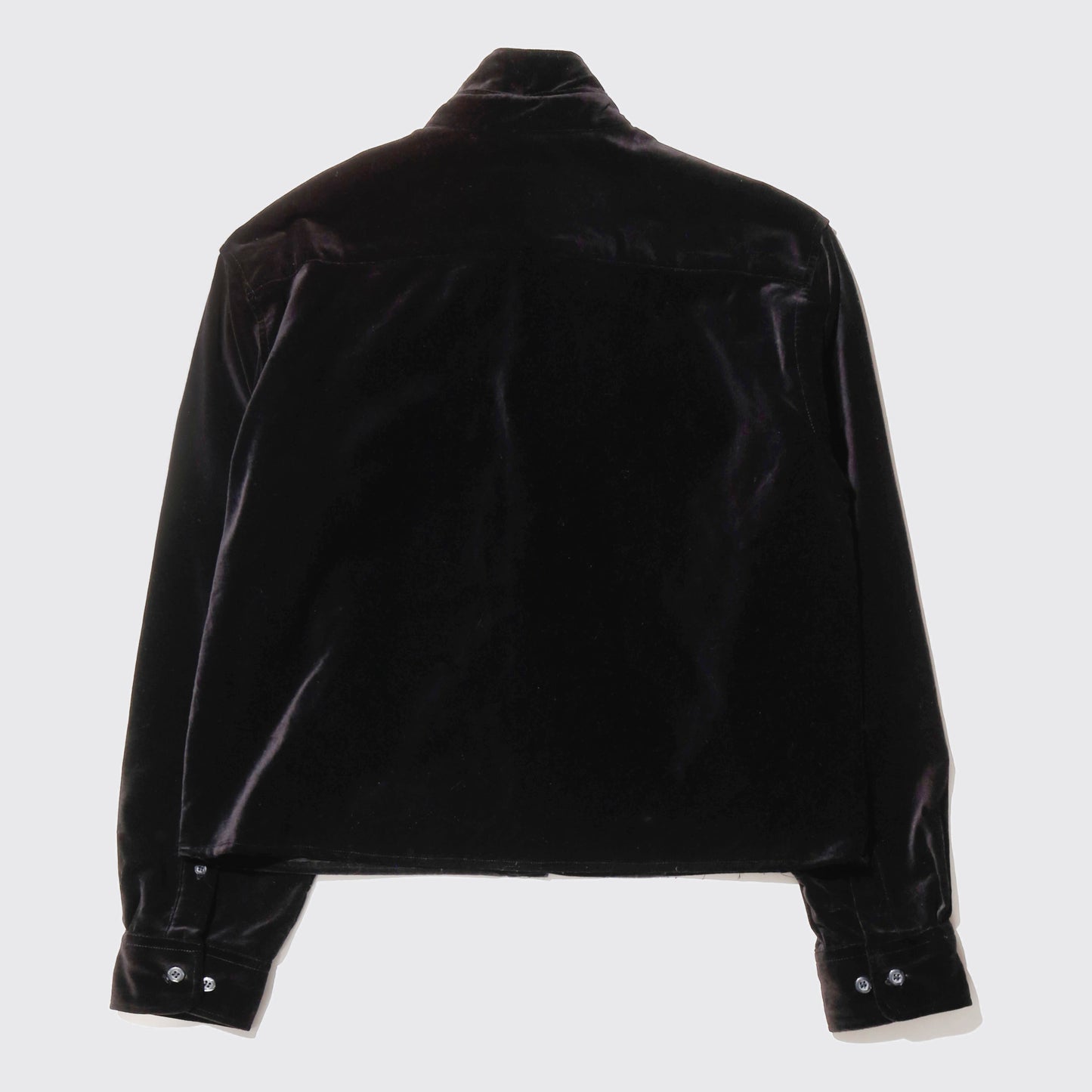 *one-off cropped bow tie velvet shirt