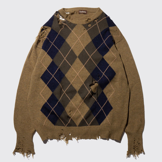 vintage barbour broken argyle sweater