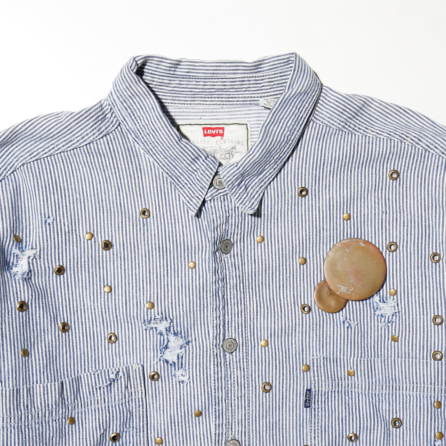 *one-off levi's eyelet broken hickory shirt,with copper badge