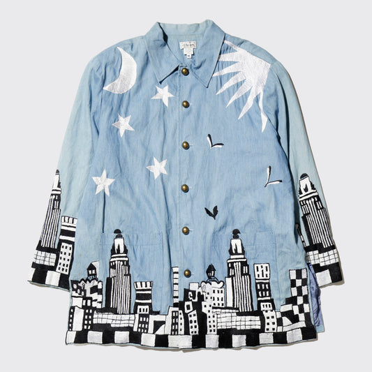 vintage j.a.resorts cityscape broderied jacket
