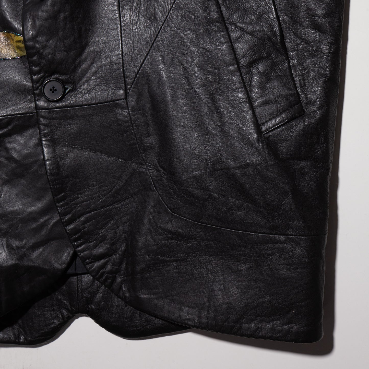 vintage flower dolman sleeve leather jacket