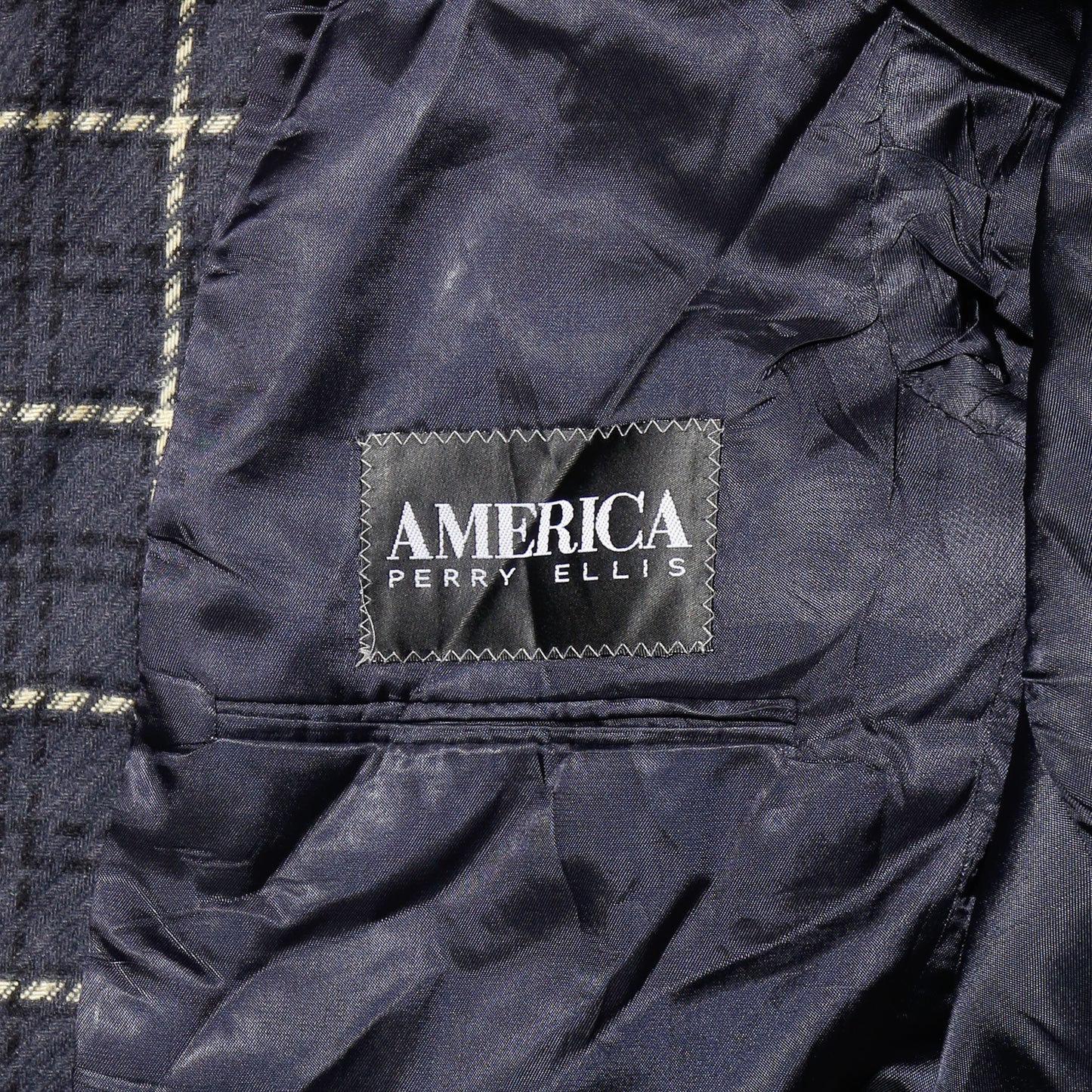 vintage 90's perry ellis check wool tailored jacket