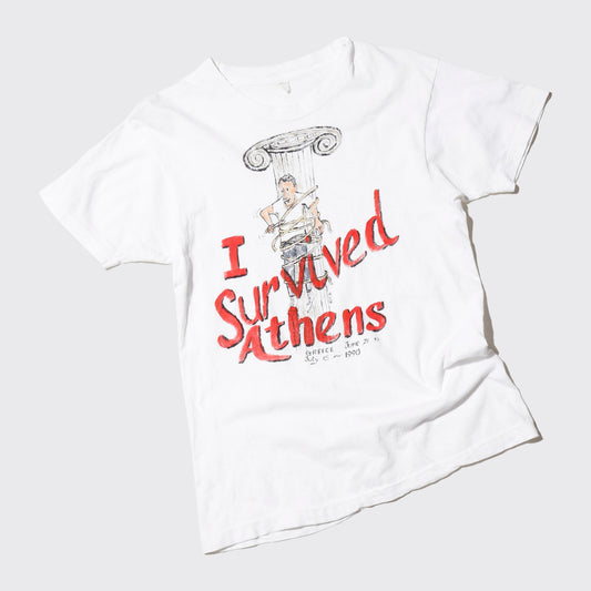 vintage 90's "I survived athens" marionnette t-shirt